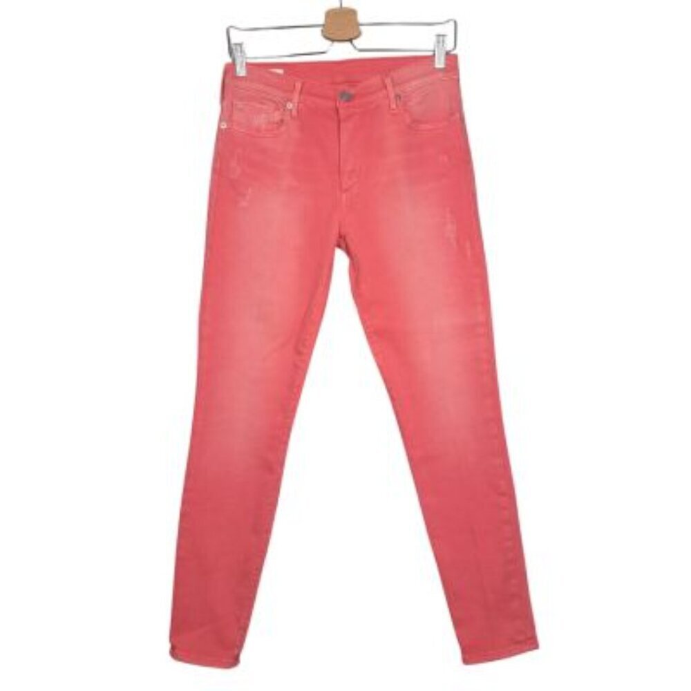 True Religion Halle Mid Rise Super Skinny Coral Denim Jeans - Picture 2 of 11